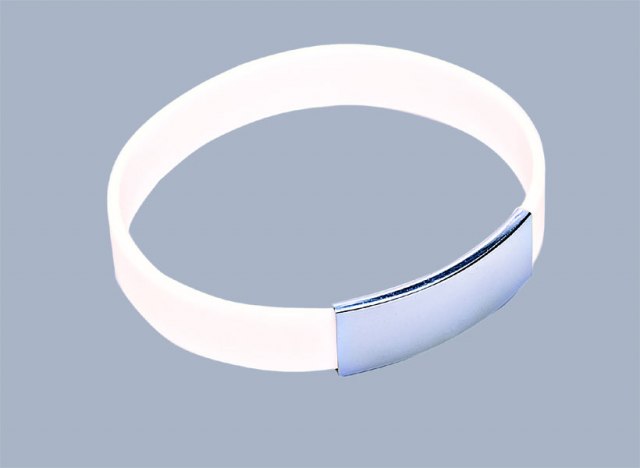 BRACCIALE SILICONE BIANCO CON PIASTRA