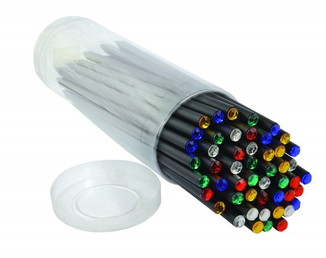 PVC-CASE WITH PENCILS CRYSTAL COLOURED