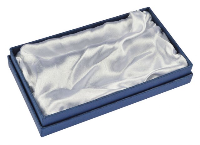 CARDBOARD BOX BLUE - WHITE SATIN - EMPTY