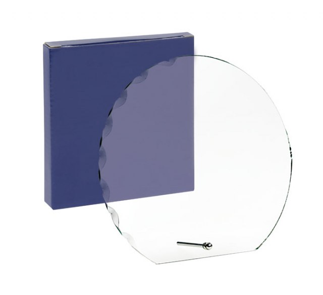 GLASS WITH BUILT IN STAND D=195 -TH=4 mm