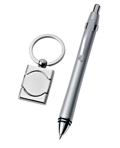 SET STYLO A BILLE  AVEC PORTE-CLES - MAT