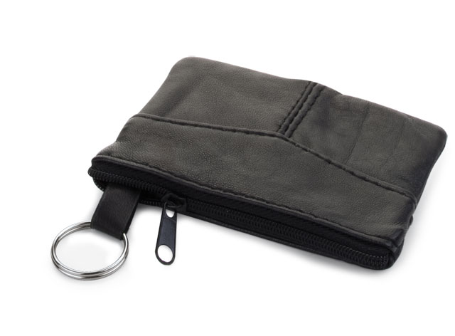 PORTE-CLES / POCHETTE EN CUIR NOIR