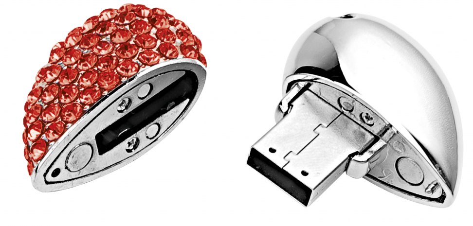 USB STICK ROT HERZ 38x43 mm