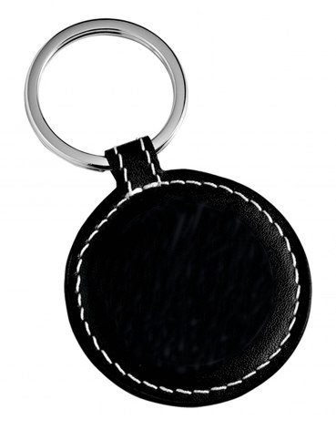 KEYCHAIN ROUND BLACK LEATHER