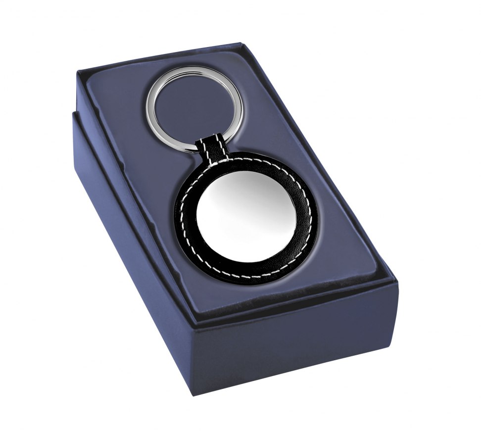 KEYCHAIN ROUND BLACK LEATHER