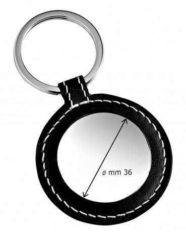 KEYCHAIN ROUND BLACK LEATHER