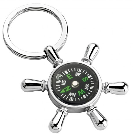KEY RING BOAT'S WHEEL WITH COMPASS