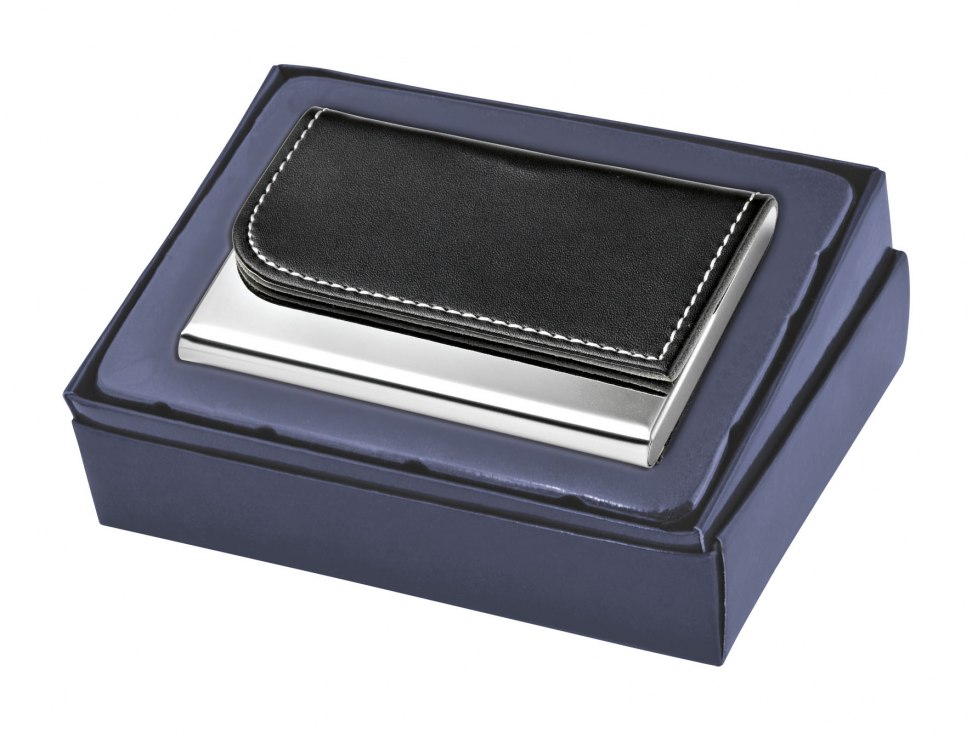 BUSINESS CARD CASE METAL - PU BLACK