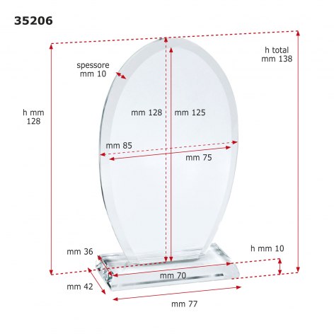 TROPHY OVAL GLASS mm 137 H