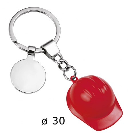 PORTE-CLÉS CASQUE DE CHANTIER ROUGE d=30