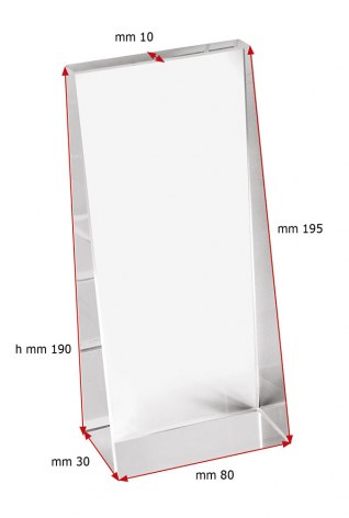 GLASS TROPHY TRANSPARENT 190X80X30 - 10