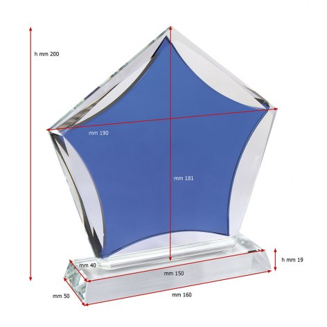 TROFEO IN VETRO STELLA BLU
