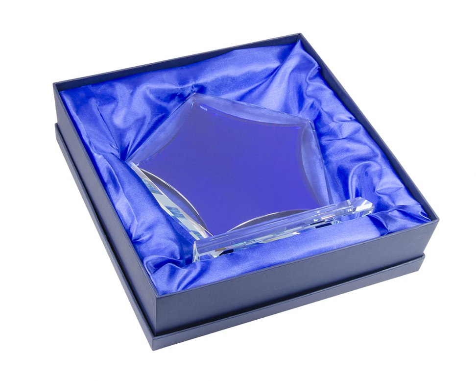 GLASS TROPHY BLUE STAR