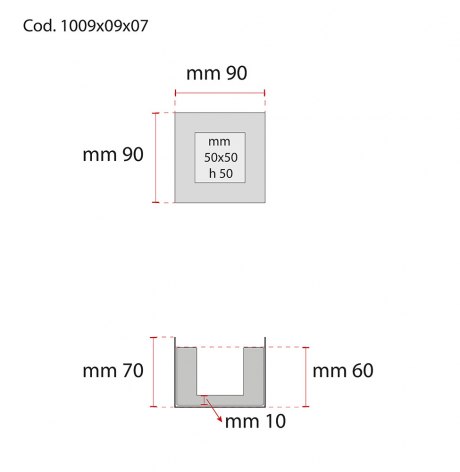 CAJA AZUL RASO AZUL 90X90X70 MM