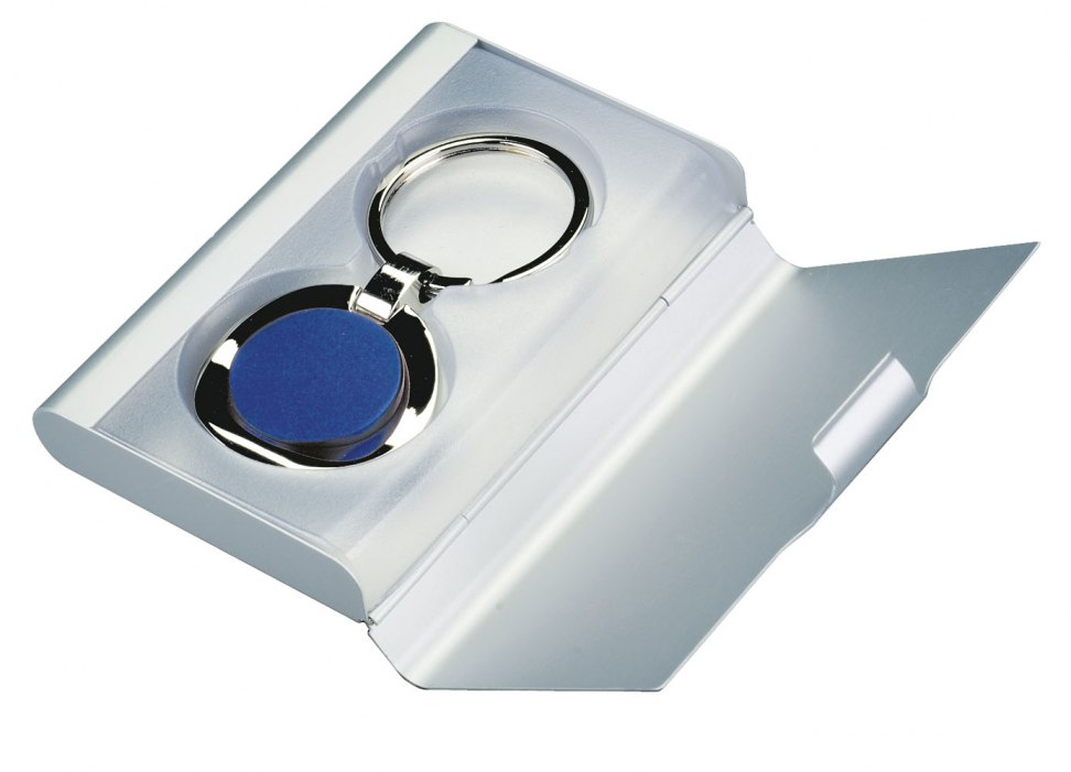 KEYCHAIN BLUE IN METAL BOX