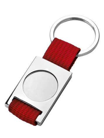 KEY CHAIN FABRIC RED SATIN HOLE 25MM