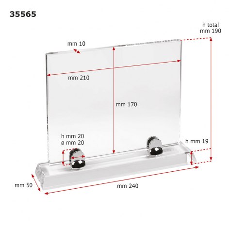 TROFEO VETRO mm  210X10X170 BASE H 19