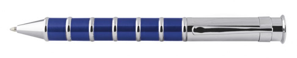 PEN WITH RINGS BLUE AND CHROMED