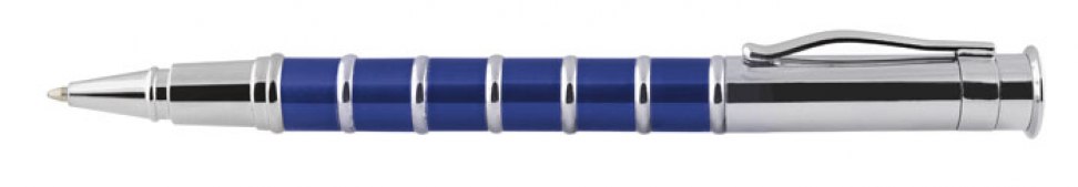 ROLLERBALL PEN  WITH RINGS BLUE AND CHRO