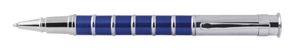 ROLLERBALL PEN  WITH RINGS BLUE AND CHRO