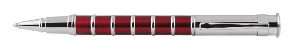 ROLLERBALL PEN  WITH RINGS RED AND CHROM