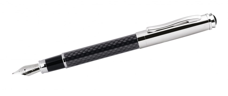 STYLO PLUME CHROMÉ EN FIBRE DE CARBONE