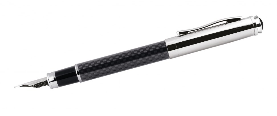 STYLO PLUME CHROMÉ EN FIBRE DE CARBONE