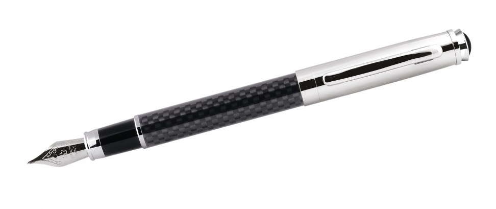 STYLO PLUME CHROMÉ EN FIBRE DE CARBONE