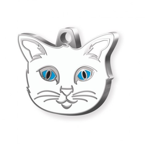 MEDAGLIETTA GATTO D'ANGORA BIANCO