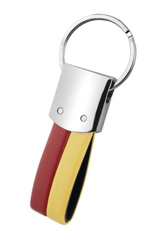 KEYCHAIN FOOTBALL PU YELLOW/RED -NO BOX