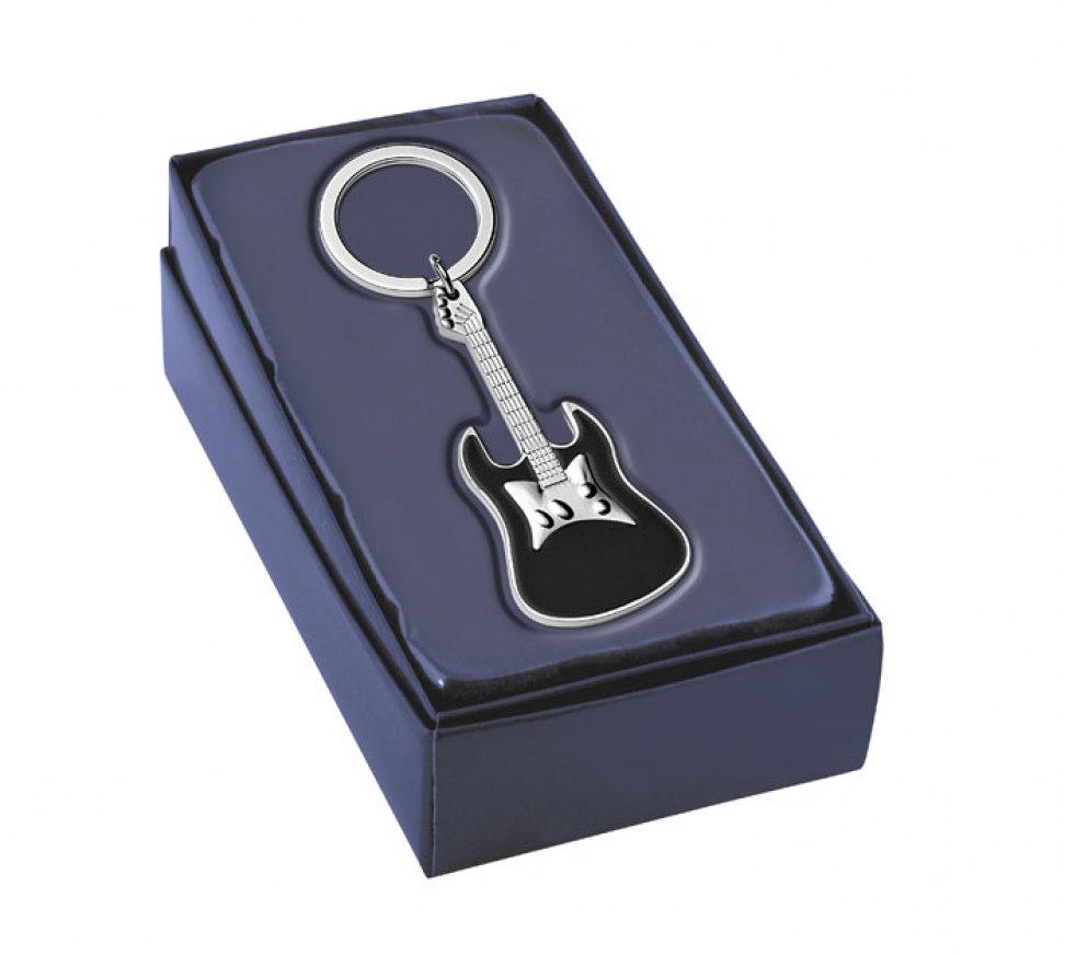 KEY CHAIN - GUITAR - SHINY AND BLACK