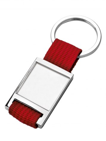 KEY CHAIN FABRIC RED WITH HOLLOW 25X25