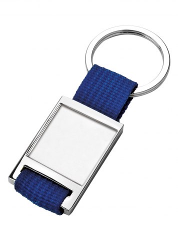 KEY CHAIN FABRIC BLUE WITH HOLLOW 25X25