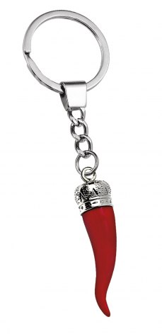 KEY RING HORN AMULET RED