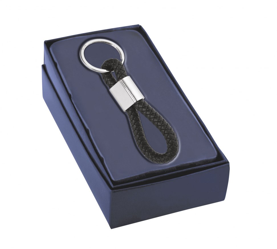 KEY CHAIN CABLE INTERTWINED BLACK