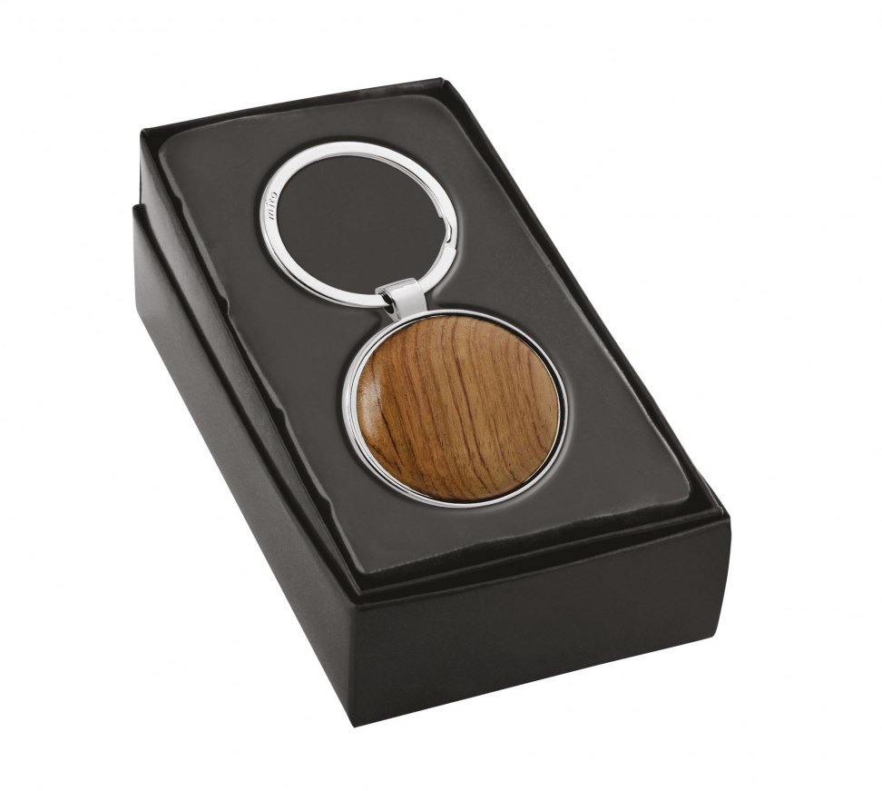 KEY RING ROUND WITH WOOD