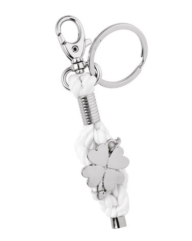 KEY CHAIN FOUR-LEAVE CLOVER/WHITE CORD